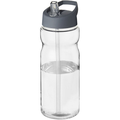 H2O Base Sportflasche mit Ausgussdeckel, 650 ml, transparent,Storm Grey