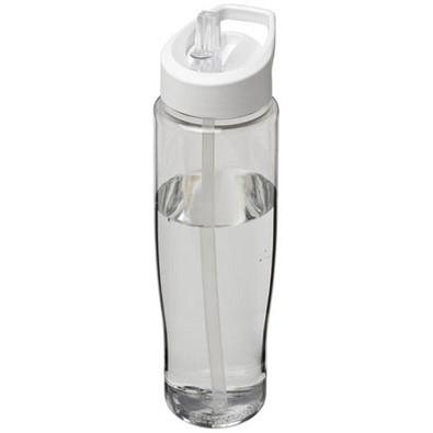 H2O Tempo Sportflasche mit Ausgussdeckel, 700 ml, transparent/weiss