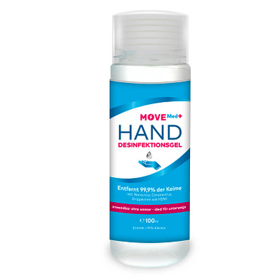 Handdesinfektionsgel 100 ml, individuelles Frontetikett Handdesinfektionsgel 100 ml, individuelles Frontetikett