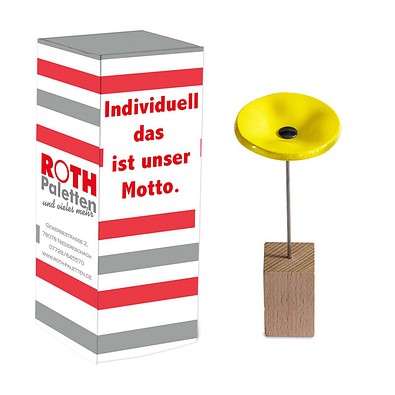 Handgefertigte Glasblume, gelb, 1-seit. Druck