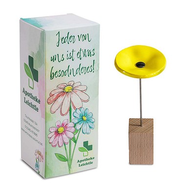 Handgefertigte Glasblume, Ostern, gelb, 1-seit. Druck