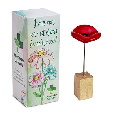 Handgefertigte Glasblume, Ostern, rot, 1-seit. Druck