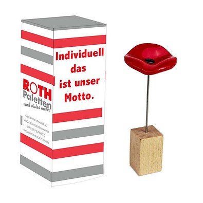 Handgefertigte Glasblume, rot, 1-seit. Druck