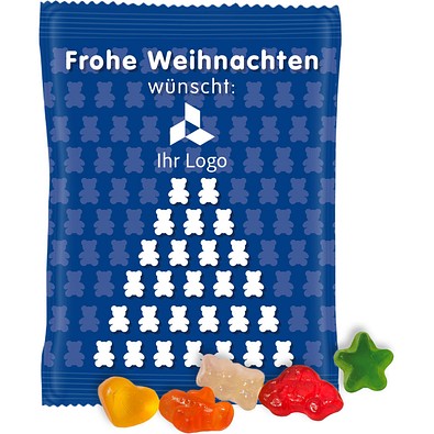 HARIBO Fruchtgummi 10g, Mix, blaues Weihnachtsmotiv