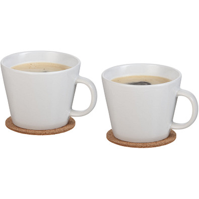 SEASONS Tassen-Set Hartley mit Untersetzer, 2-teilig, weiß/braun SEASONS Tassen-Set Hartley mit Untersetzer, 2-teilig, weiß/braun