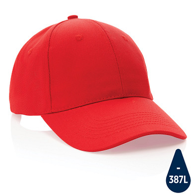 Impact 6 Panel Kappe aus 280gr rCotton mit AWARE Tracer, rot