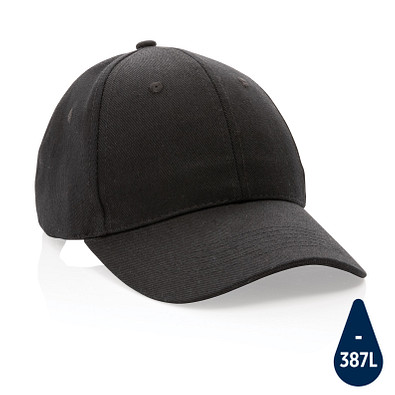 Impact 6 Panel Kappe aus 280gr rCotton mit AWARE Tracer, schwarz