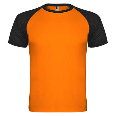 Indianapolis T-Shirt Unisex aus recyceltem Material, Fluor Orange / schwarz, M