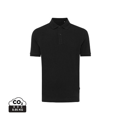 Iqoniq Yosemite Piqué-Poloshirt aus recycelter Baumwolle, schwarz, M