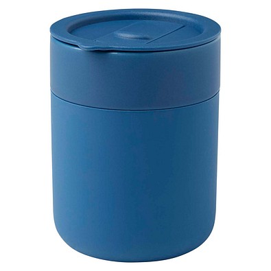 Java 330 ml Keramikbecher mit Silikonhülle und Kunststoffdeckel, blau
