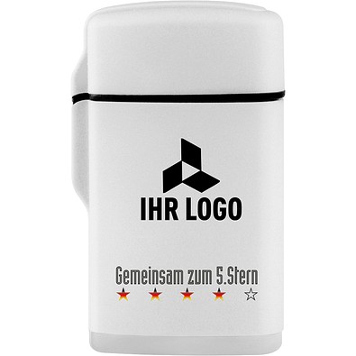 Jet-Flame Feuerzeug Rubber Fan-Edition mit WM-Motiv 5. Stern, Weiß