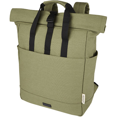 Joey 15 Zoll GRS Rolltop Laptop-Rucksack aus recyceltem Canvas 15 L, olive