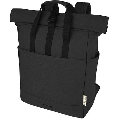 Joey 15 Zoll GRS Rolltop Laptop-Rucksack aus recyceltem Canvas 15 L, schwarz