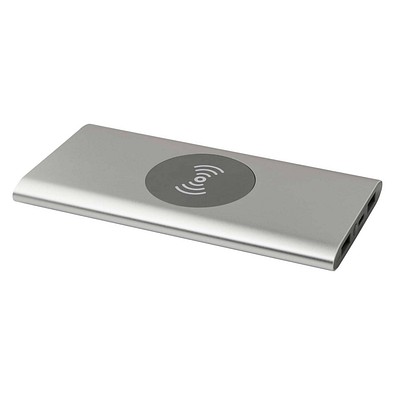 Juice 8000 mAh Typ-C kabellose Powerbank aus recyceltem Aluminium, silber