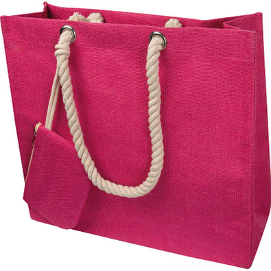 Jutetasche mit Kordelgriffen, pink