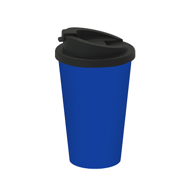 Kaffeebecher Premium Deluxe, 350 ml, standard-blau PP/schwarz