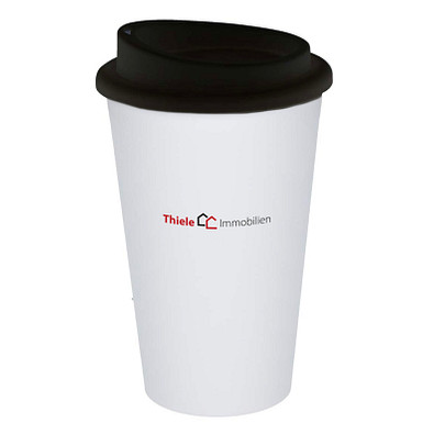 Kaffeebecher Premium, 350 ml, weiß/schwarz