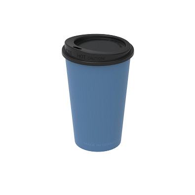 Kaffeebecher ToGo mit Deckel, 300 ml, behagliches blau/schwarz