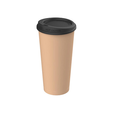 Kaffeebecher ToGo mit Deckel, 400 ml, beständiges braun/schwarz