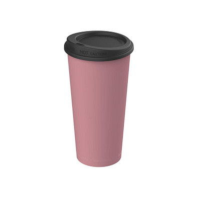 Kaffeebecher ToGo mit Deckel, 400 ml, raffiniertes rot/schwarz