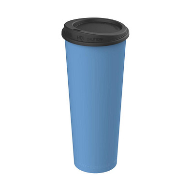 Kaffeebecher ToGo mit Deckel, 500 ml, behagliches blau/schwarz