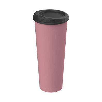 Kaffeebecher ToGo mit Deckel, 500 ml, raffiniertes rot/schwarz