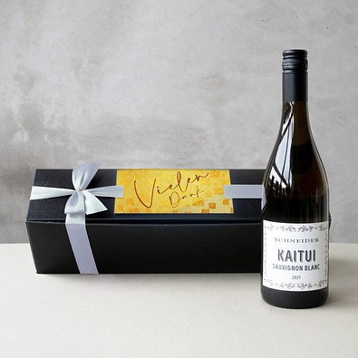 Kaitui Sauvignon Blanc in edler Geschenkbox, Silberne Schleife, inkl. Druck