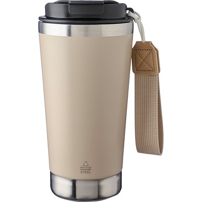Kayla Doppelwandiger Trinkbecher aus recyceltem Edelstahl 500, beige
