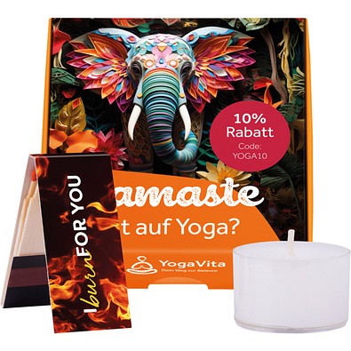 Klappbox S, Teelichter, inkl. Druck