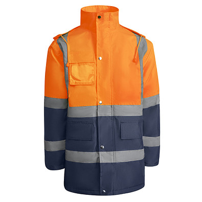 Kombinierter, gesteppter Parka Merak mit High Visibility, S, navy/fluor orange