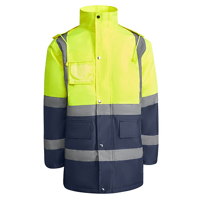 Kombinierter, gesteppter Parka Merak mit High Visibility, S, navy/fluor yellow