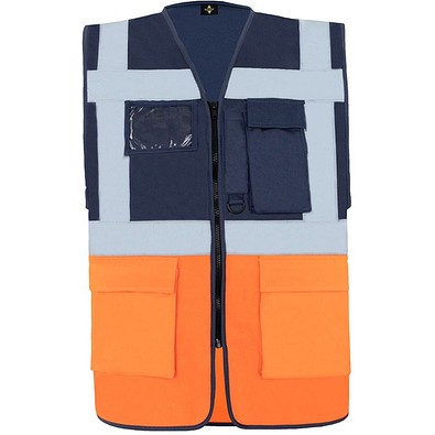 Korntex® Comfort Warnweste Hamburg, Multifunktional, M, Marineblau / Signal-Orange