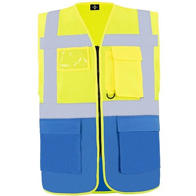 Korntex® Comfort Warnweste Hamburg, Multifunktional, M, Signal-Gelb / Blau