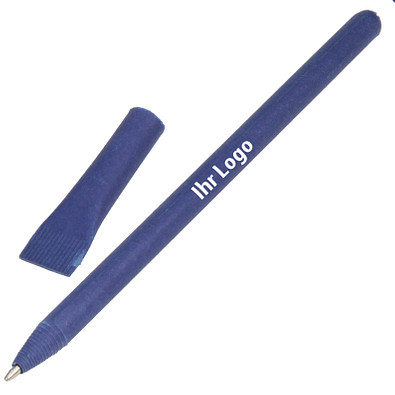 Kugelschreiber aus Papier, blaue Mine, blau