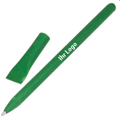 Kugelschreiber aus Papier, blaue Mine, grün