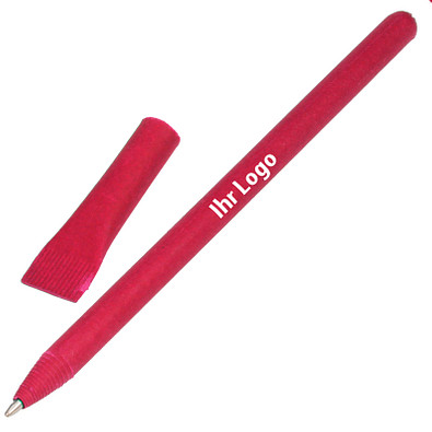 Kugelschreiber aus Papier, blaue Mine, rot