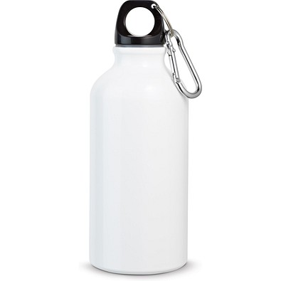 LANDSCAPE S. Aluminium-Sportflasche mit Karabiner 400 ml, Weiß