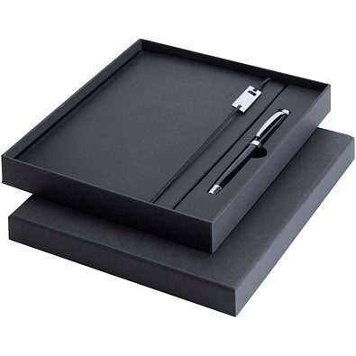 Legato Elegance A5 Hardcover Notizbuch mit Tintenroller Set, schwarz