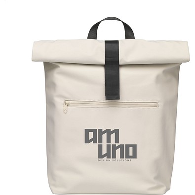 Lennon Roll-Top Recycled PU Backpack Rucksack, Beige