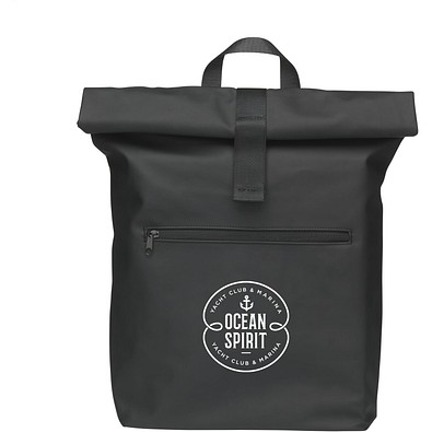 Lennon Roll-Top Recycled PU Backpack Rucksack, Schwarz