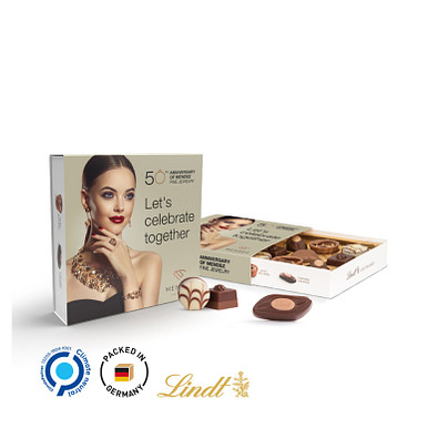 Lindt Präsent Werbeschuber Lindt Mini Pralinés, inkl. Druck