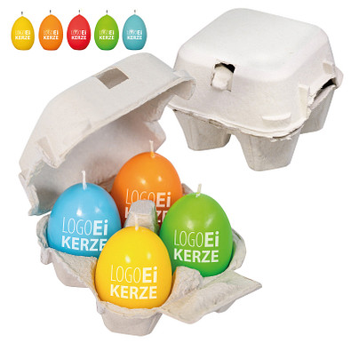 LogoEi Kerze 4er-Box, weiß