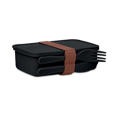 Lunchbox mit Besteck SUNDAY, Schwarz