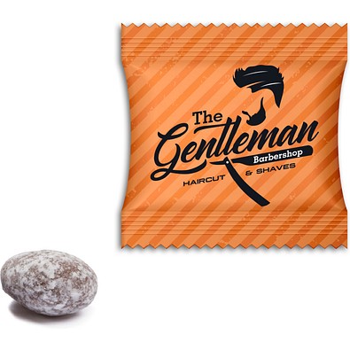Mandeln einzeln im Werbetütchen, 4 g, Zimt, Folie weiß, inkl. Druck