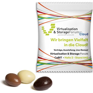 Mandeln im Werbetütchen, 12 g, Mandelmischung, Folie weiß, inkl. Druck