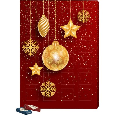 Marken Wand Adventskalender, Sarotti Täfelchen, Christbaumkugeln Gold