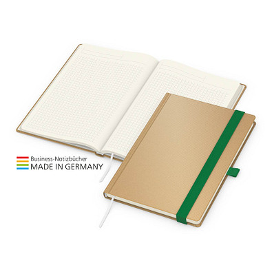 Geiger-Notes Match-Book Creme Bestseller Notizbuch Natura braun A5, inkl. Druck, grün