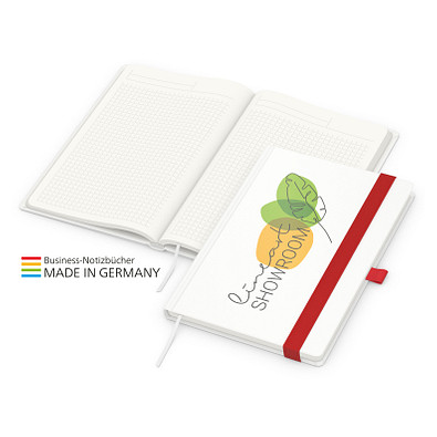Geiger-Notes Match-Book green+blue Notizbuch A5 Cover-Star Recycling-Matt, inkl. Druck auf Einband, rot