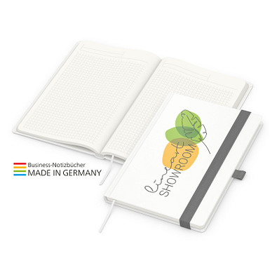 Geiger-Notes Match-Book green+blue Notizbuch A5 Cover-Star Recycling-Matt, inkl. Druck auf Einband, silbergrau