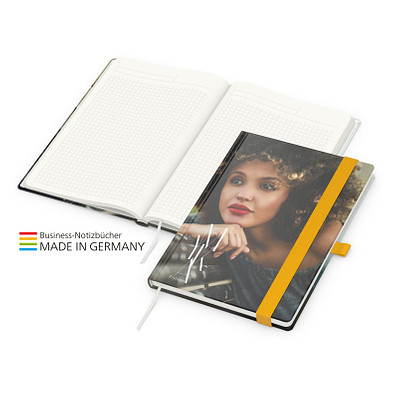 Geiger-Notes Match-Book green+blue Notizbuch A5 Natura Recycling, inkl. Druck, gelb